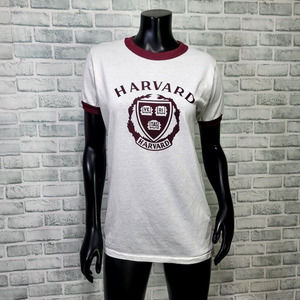 Vintage 80s Champion Size M Harvard University Single Stitch Ringer Short Sleeve